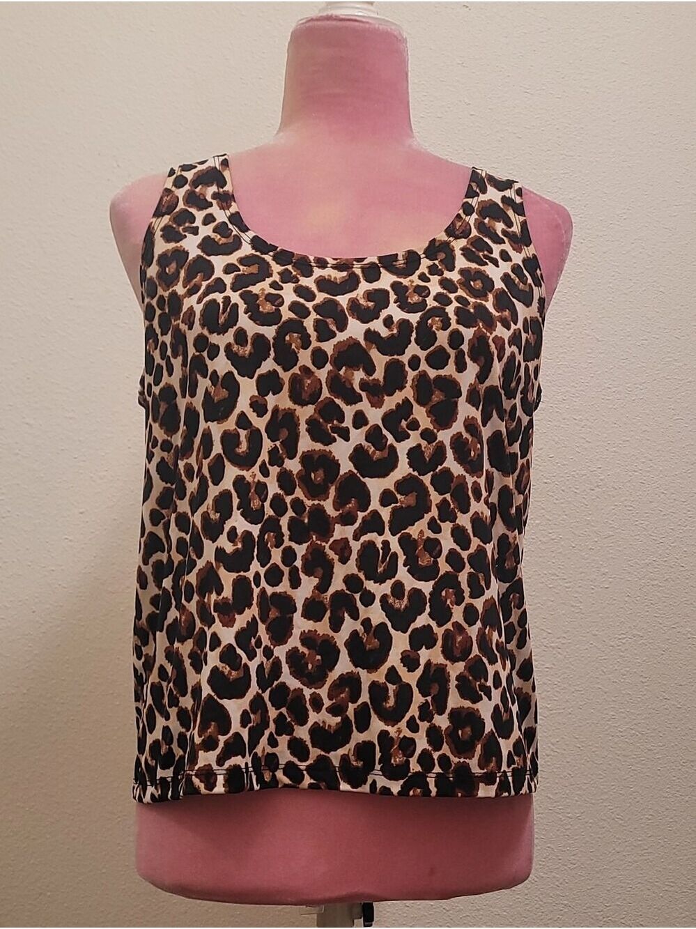 Slinky Brand Leopard Print Tank Top - Brown/Black/Cream